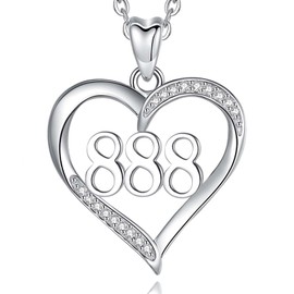 INFUSEU Angel Number Chain, 925 Silver Multicoloured Pendant Number Angel Lucky Number Charm Necklace 111 222 333 444 555 666 777 888 999 Lucky Pendant Choker Jewellery for Women, Sterling Silver