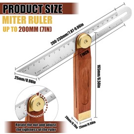 Multi Angle Bevel Adjustable Multifunctional Angle T-Chamfer 200 mm, Bevel Protractor Adjustable Angle with Locking Function Mitre Measure Angle