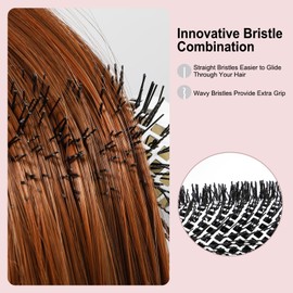 Professional Round Hair Brush for Women Blow Drying with Ceramic + Ionic, Round Brush for Blow Out with Innovative Bristle Combination Round Brush for Bangs, Blowout, Styling (1.69 in)