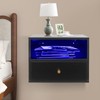 choayun Floating Nightstand with Remote Control LED Lights, Wall Mounted