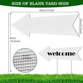 Blank-Arrow-Signs With Stakes 6 Pack - 17 x 6 Inches Wedding Directional Yard-Signs, This Way Arrow Birthday Party Signs - White