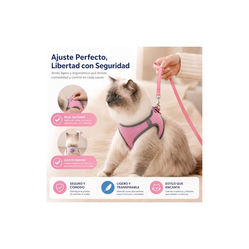 Pack de 2 Arnés para Perro y Gato con Correa