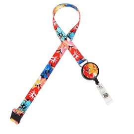 LGEGE Breakaway Lanyard with Retractable Badge Reel, Safety Breakaway Buckle, ID Badge Access Card Attendance Card Key Holder, Artistic Design (Colourful Flower)