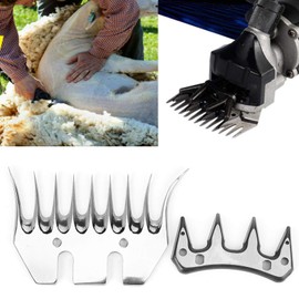 MOUMOUTEN Goat Scissors Blade, Horse Clipper, Stainless Steel Sheep Scissors Blade, Pack of 2, Sheep Shear Shears, Replacement Blades for Sheep, Alpacas, Goats (9-Tooth Curved Blade (+ Swing Blade))