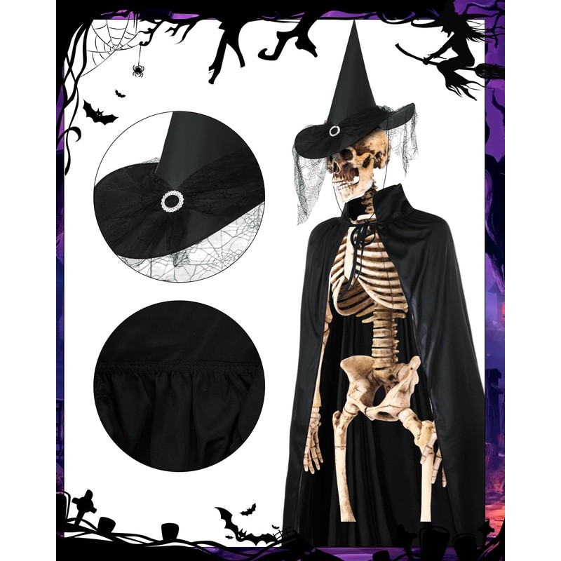 Tarpop Halloween 12 ft Skeleton Outfit Set Giant Skeleton Witch
