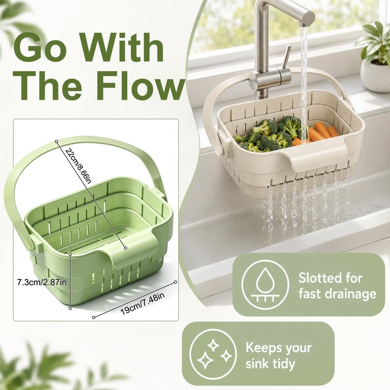 Foldable Hanging Sink Drain Basket, New Space‑Saving Sink Strainer, White