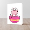 CafePress Happy Easter Egg Cute Cow Animal Fa Greeting Cards