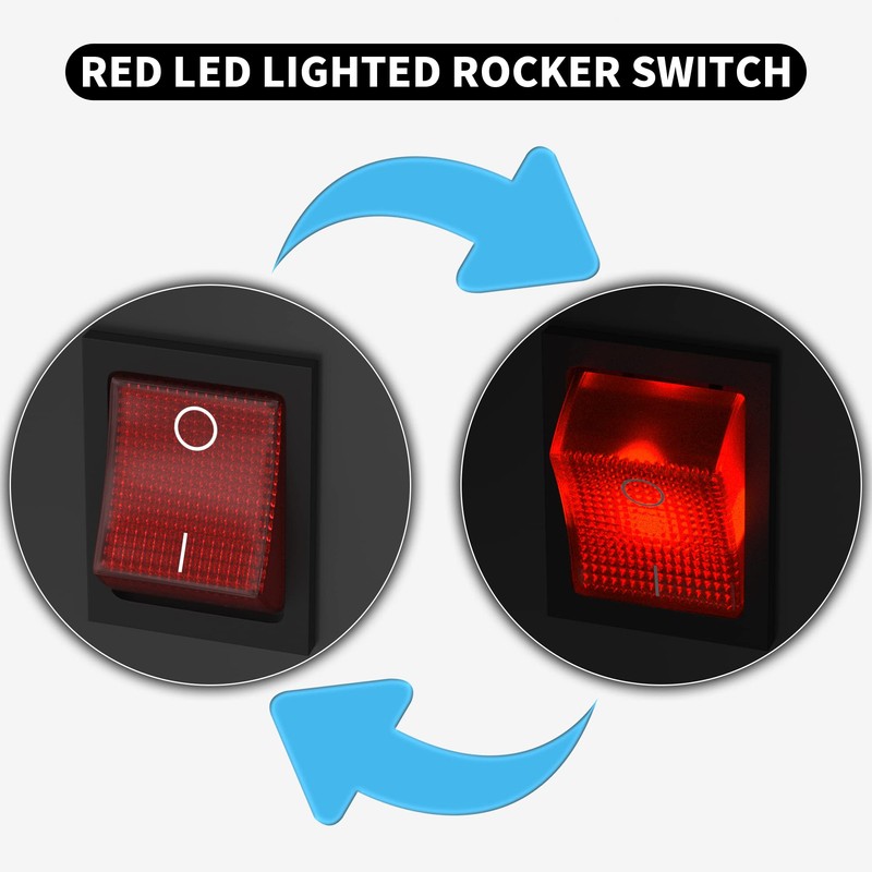 DaierTek 12V 30A Rocker Switch 4 Pin Red LED Lighted