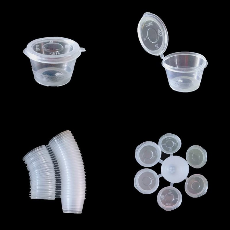 MIUPOO Plastic Souffle Cups,Disposable Clear Leak Proof Sauce Cup With