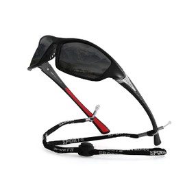 yoofun Polarized Sports Sunglasses for Men Driving Cycling Fishing Sun Glasses 100% UV Protection with Glasses Rope Strap, Black&Silver/Black