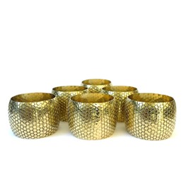 Individual Golden Napkin Rings with Geometric Patterns - Set of 10 Elegant Napkin Rings for Your Table - Set of 10 Ideal for Christmas (10)