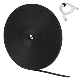 20 m Cable Ties Velcro, 10 mm Velcro Tape Resealable, Velcro Can Be Cut to Size, Velcro Tape Roll for Cable Management Cable Organiser (Black)