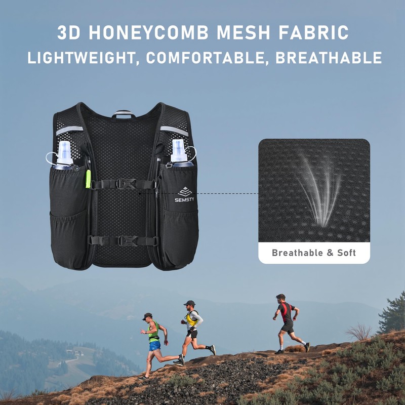 SEMSTY Running Vest for Women Men, 5L Hydration Vest with