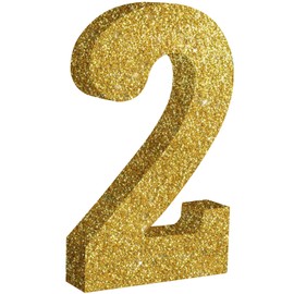 TONIFUL 8 Inch Gold Glitter Number 2 Table Centerpiece 0-9 Gold Birthday Party Decorations,Gold Digit 2 for Birthday Decoration,Graduation,Bridal Shower,Engagement,Anniversary Party Supplies