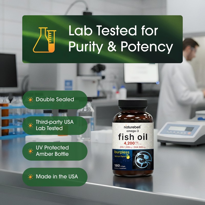 NatureBell Omega-3 Fish Oil - 180 Softgels - Support for
