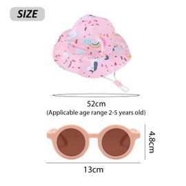 1 Piece of Rainbow Horse Bucket Hat, 1 Piece of Sunglasses, Cartoon Printed Hat, Children's Sun Protection Hat, Large Brim Sun Hat, Quick-Drying Breathable Beach Hat, Summer Sun Protection Set