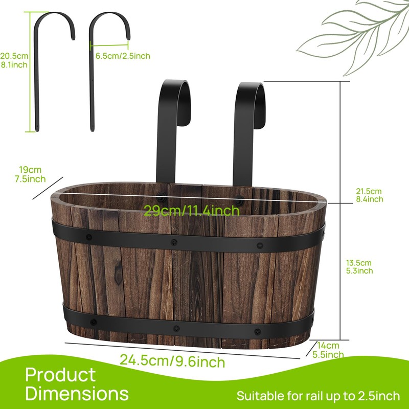 2Pack Wood Fence planters Window boxes planters Railing planter box