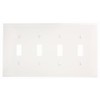 Leviton PJ4-W 4-Gang Toggle Switch Wallplate, Midway Size, White