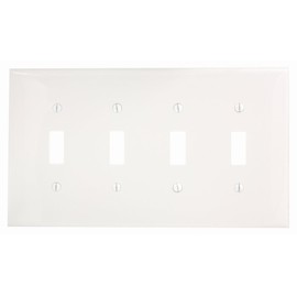 Leviton PJ4-W 4-Gang Toggle Switch Wallplate, Midway Size, White