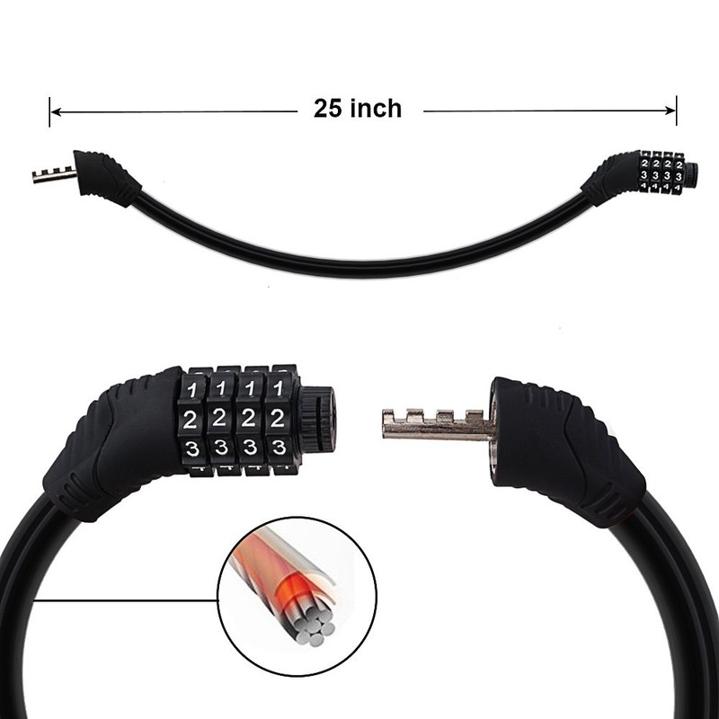 Sanwo Security Bike Lock 4 Digit Resettable Combination Cable Lock