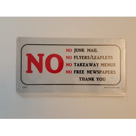 No Junk Mail Sign (Aluminum Sign)