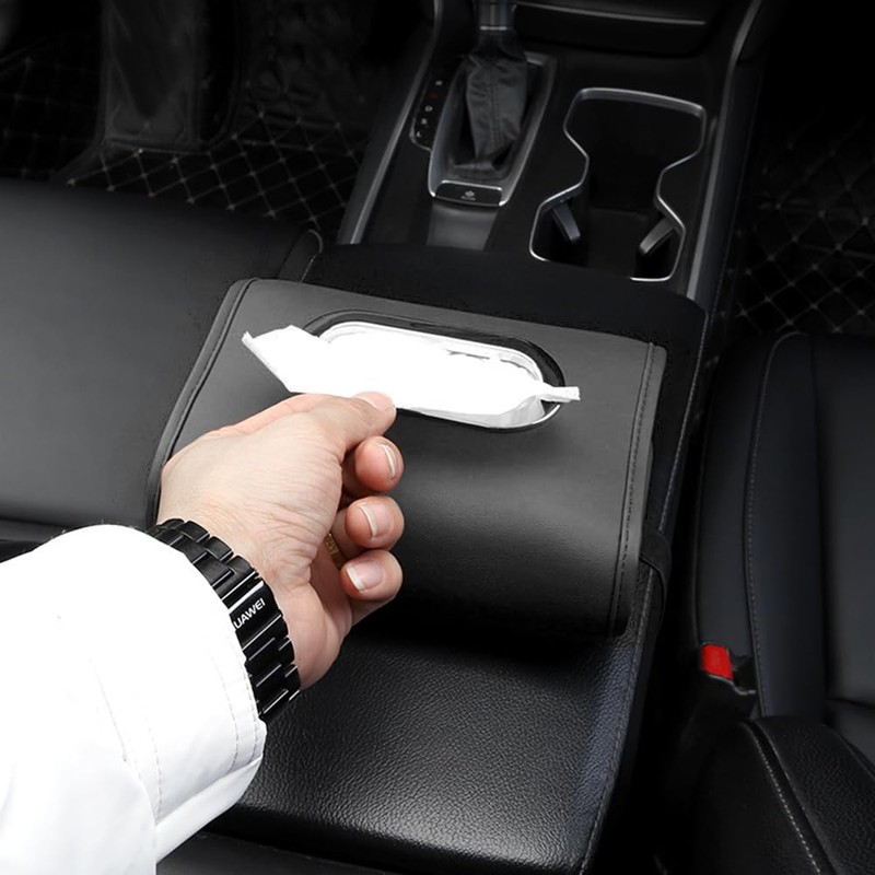 FDEETY PU Leather Car Tissue Box Tissue Holder Napkin Clip