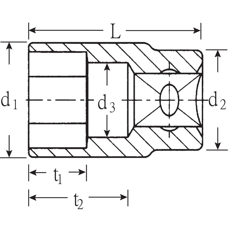 Stabilay Socket Hexagonal 456-19 Insertion Angle: 9.525 x Total Length: