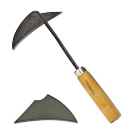 Toolgather Triangle Homi Hand Hoe - Traditional Handmade Korean Garden Tool for Weeding Digging & Planting with Forged Steel & Chestnut and Acacia Wood Handle