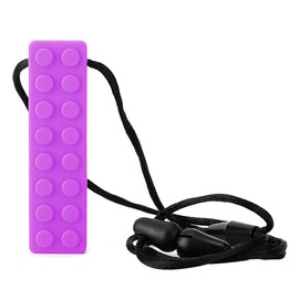 Collares de masticación sensorial oral, mordedor de bloque de construcción de collar de mordedor para bebé(Púrpura)