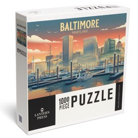 "Lantern Press Baltimore, Maryland, Lithograph, City Series, 1000 Piece Jigsaw Puzzle for Adults, Made in USA with Reference Poster"