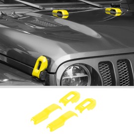 JWWY Hood Latches Decor Hood Hinge Cover Trim Fit for 2018-2024+ Jeep Wrangler JL JLU Sports Sahara Freedom Rubicon Unlimited Gladiator JT Exterior Accessories 4pcs Yellow