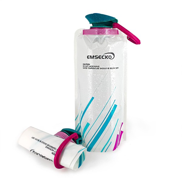 EMSECKO Botella de agua plegable, botella de agua de 0.7