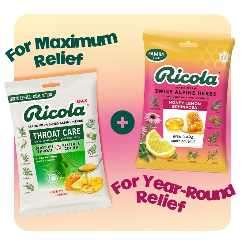 Ricola Honey Lemon Echinacea Cough Drops with Menthol - Minor
