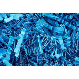 Small Bag, 8 Ounce Crinkle Cut Paper Shred Gift Wrap Shredded Paper (Light Blue)