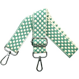 Bag Strap, Adjustable Shoulder Strap for Bags, Bag Straps for Changing, Women's Carrying Strap Wide 3.8 cm with Silver Carabiner, Shoulder Strap, Women's Bag, Shoulder Bag, Green Base, O6