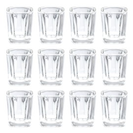 Thirsty Rhino Keras, Square 2 oz Shot Glass with Heavy Base, Clear Glass, Set of 12