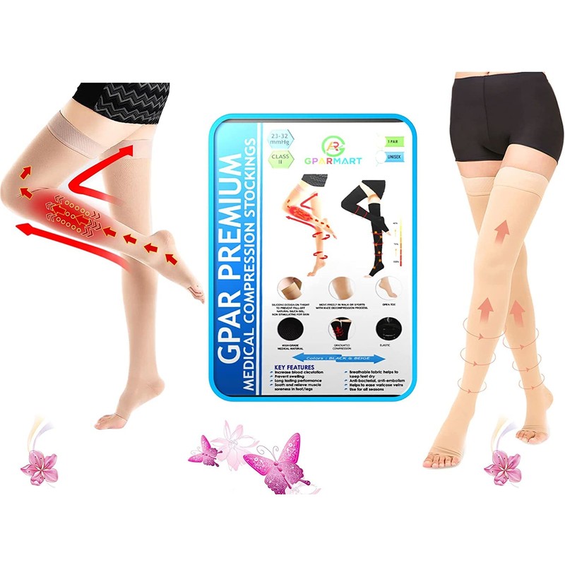 GPARMART Class 2 Medical Compression Socks, Unisex, 23-32mmHG, Closed Toe