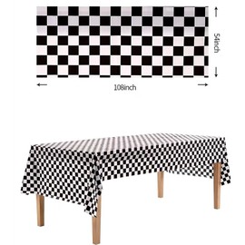 BJAINGEXK 2 Packs of Black and White Checkered Tablecloth Racing Theme Party Tablecloth Racing Birthday Party Decorations Picnic Party Vintage Celebration Supplies, 54 "x 108"