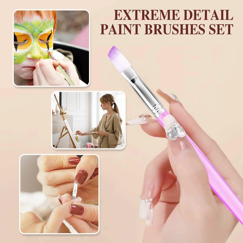 Art Brush Set, Colourful Brushes, Various Sizes for Artists, Adults,