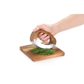 AdHoc RoccaVerde Chopping Knife - Chef Knife with Chopping Board - Multi-Purpose Tool Made for Easy & Everyday Use - Knife with Ergonomic Acacia Wood Handle - Acacia Wood Chopping Board