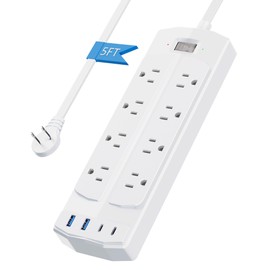 2 Prong Power Strip, Yozisital 2 Prong to 3 Prong Outlet Adapter, 5FT Extension Cord with Polarized Plug, 1200J Surge Protector, 8 AC Outlets & 4 USB, Wall Mountable, Ideal for Non-Grounded Outlets