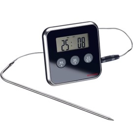 Westmark Digitales Bratenthermometer, Mit Alarmfunktion, Zum Aufstellen oder Hängen, Rostfreier Edelstahl/Kunststoff, Silber/Schwarz, 12912280