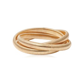 Yecomsy Snake Chain Bangle Bracelets Gold Chunky Stretch Snake Cobra Wide Bangle Twisted Bracelet Elastic Snake Chain Bracelet for Women -Gold/Multi-layer