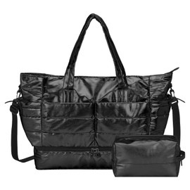 DTGN Travel Duffel Bag, 38L Weekend Bag for Women, Gym Bag with Shoes Compartment, Luggage Overnight Carry on Bag with Wet Pocket for Travel Camping, Black