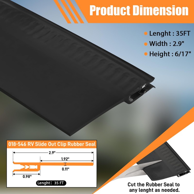 018-546 RV Slide Out Clip Rubber,Door Window Channel Seal Mounts
