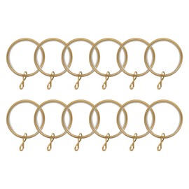 TWOPAGES 12 Pack Gold Curtain Rings with Eyelets, 1.5" Ring for Curtain Pin Hooks