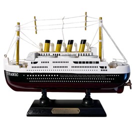 Exquisite Detailed Wooden Model of The Titanic, Stunning Replica of The Iconic Ocean Liner