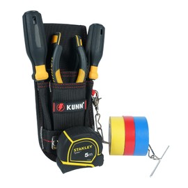 KUNN Small Tool Pouch with Belt Clip, Utility Tool Organizer with Tape Measure Holder, Electrician Tool Pouch for Belt with Tape Thong