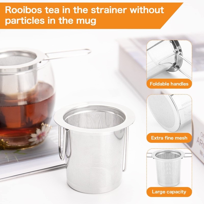 2Pack Tea Strainer, Stainless Steel Tea Infuser Basket Sitting in
