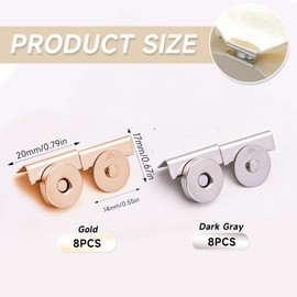 16Pairs Seamless Magnetic Buckle Clasp, Magnetic Snaps for Bags Clothing and DIY Crafts, No-Sewing Clip Closures